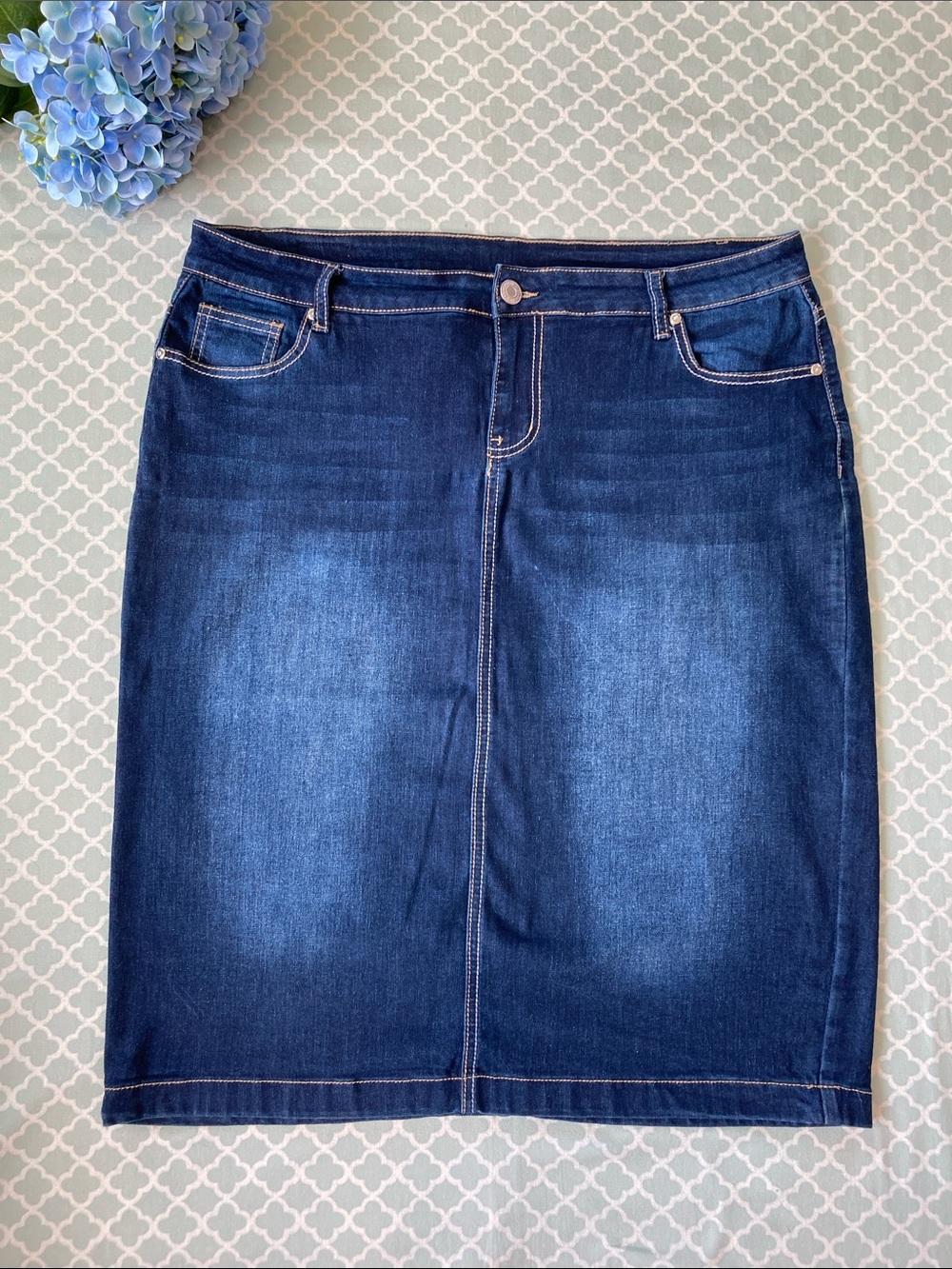 Be Girl Dark Denim Pencil Skirt 2X